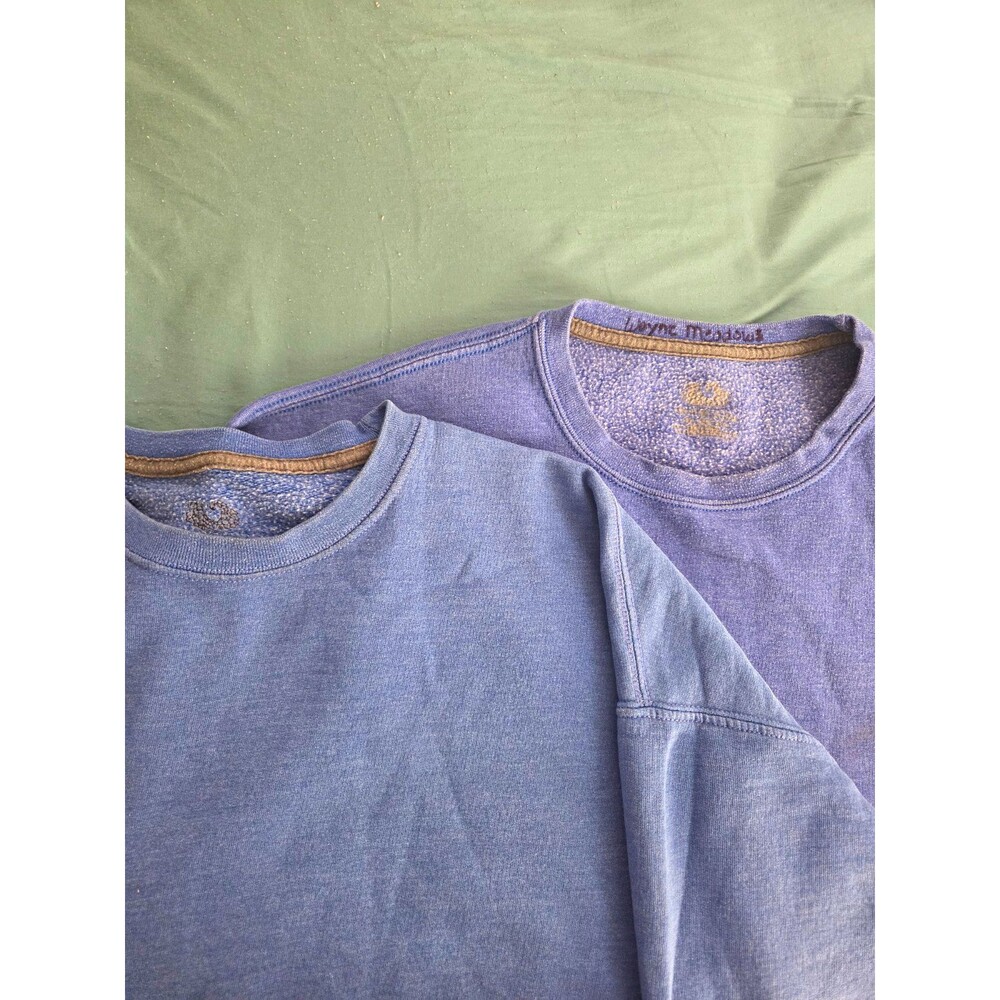 2 Fruit of the Loom Men's 2XL Pullover Sweatshirt Crew Neck Fleece Blue Lounge